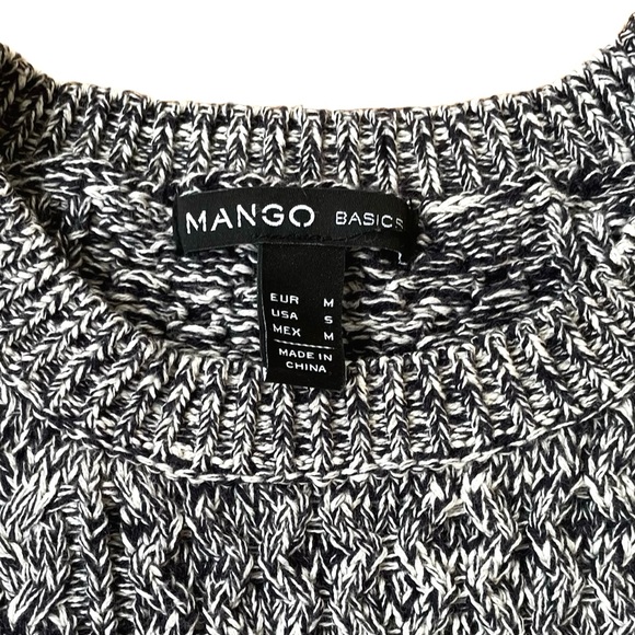 Mango Basics Cotton Sweater, Black & White Melange Knit, Women’s Size Small - Picture 6 of 6